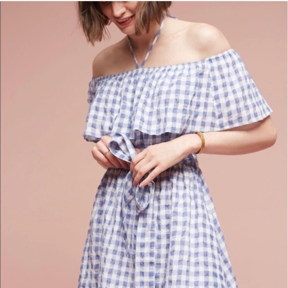 Anthropologie 11.1 Tylho blue gingham dress